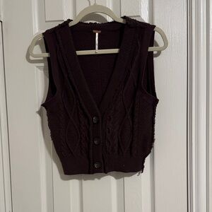 Free People Chocolate Knit Vest Size Small